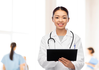 Image showing asian female doctor with tablet pc at hospital