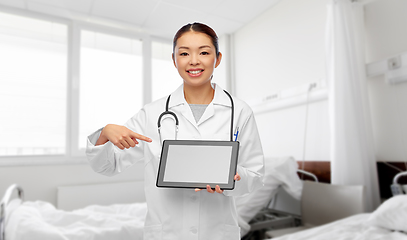 Image showing asian female doctor with tablet pc at hospital