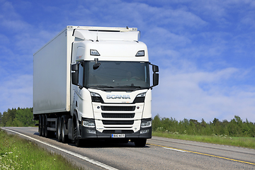 Image showing White Scania Truck on Road