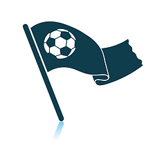 Image showing Football Fans Waving Flag With Soccer Ball Icon