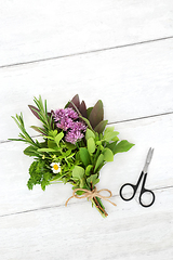 Image showing Healthy Herbs Tied in a Bunch for Food Seasoning 