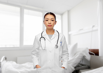 Image showing asian female doctor with stethoscope at hospital