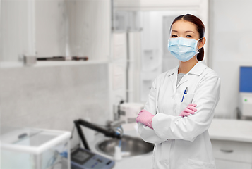 Image showing asian female doctor or scientist in medical mask