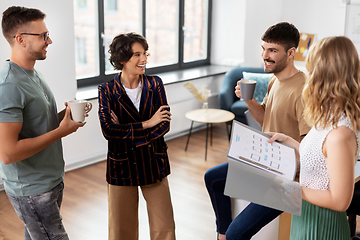 Image showing team of startuppers drinking coffee at office