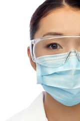 Image showing asian female doctor or scientist in medical mask