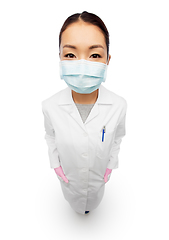 Image showing asian female doctor in medical mask and gloves