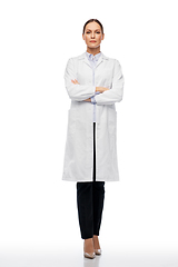 Image showing female doctor or scientist in white coat