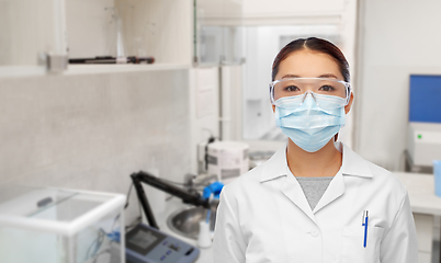 Image showing asian female doctor or scientist in medical mask