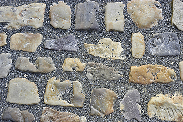 Image showing Paving stones road with gravel