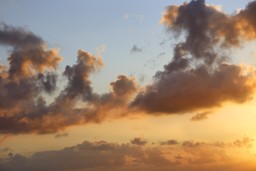 Image showing Dramatic sunset and sunrise sky