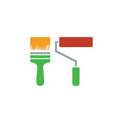 Image showing Icon of construction paint brushes