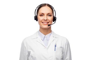 Image showing smiling female doctor with headset