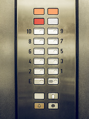 Image showing Vintage looking Lift keypad detail