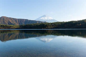 Image showing Mt Fuji with reflection on Saiko Lake