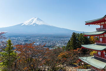 Image showing Mount Fuji and Chureito Pagoda