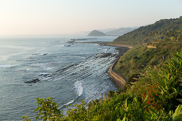 Image showing Aoshima Shrine torii and Devil\'s Washboard