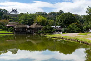 Image showing Genkyuen Garden and Hikone castle