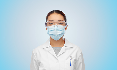 Image showing asian female doctor or scientist in medical mask