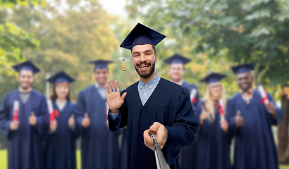 Image showing male graduate student taking selfie with monopod