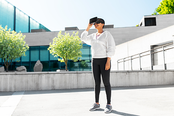 Image showing happy african american woman with vr glasses