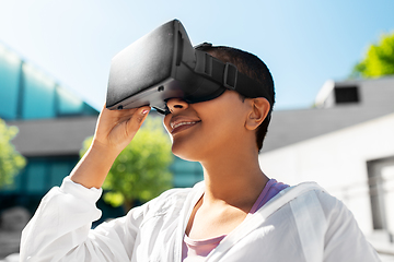 Image showing happy african american woman with vr glasses