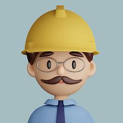 Image showing 3D cartoon avatar of engineer man with safety helmet