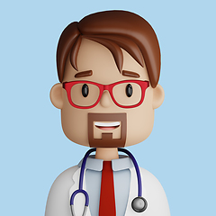 Image showing 3D cartoon avatar of pretty, bearded doctor