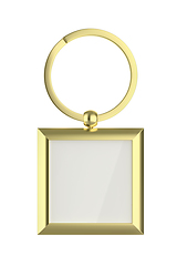 Image showing Front view of square gold keychain