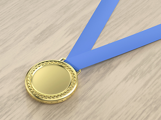 Image showing Gold medal on wood background
