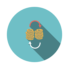 Image showing Dollar euro coins stack icon