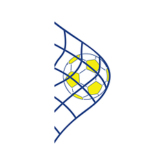 Image showing Icon of football ball in gate net