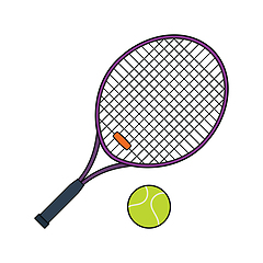 Image showing Flat design icon of Tennis rocket and ball