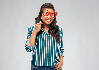 Image showing happy asian woman with big party glasses