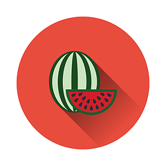 Image showing Flat design icon of Watermelon