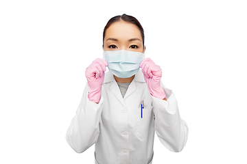 Image showing asian female doctor in medical mask and gloves