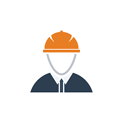 Image showing Icon of construction worker head in helmet