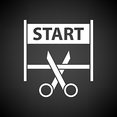 Image showing Scissors Cutting Tape Between Start Gate Icon