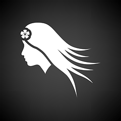 Image showing Woman Head With Flower In Hair Icon