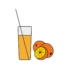 Image showing Flat design icon of Orange juice glass