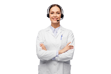 Image showing smiling female doctor with headset