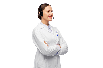 Image showing smiling female doctor with headset