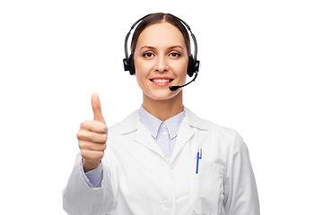 Image showing smiling female doctor with headset