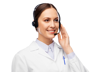 Image showing smiling female doctor with headset