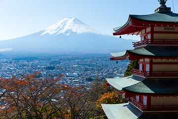 Image showing Mt. Fuji with Chureito Pagoda