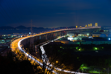 Image showing Great Seto Bridge at night