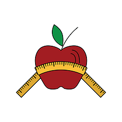 Image showing Flat design icon of Apple with measure tape