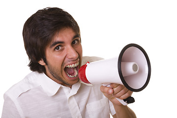 Image showing shouting at the megaphone