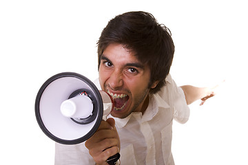 Image showing shouting at the megaphone