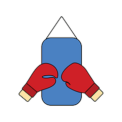 Image showing Flat design icon of Boxing pear and gloves 