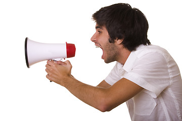 Image showing shouting at the megaphone